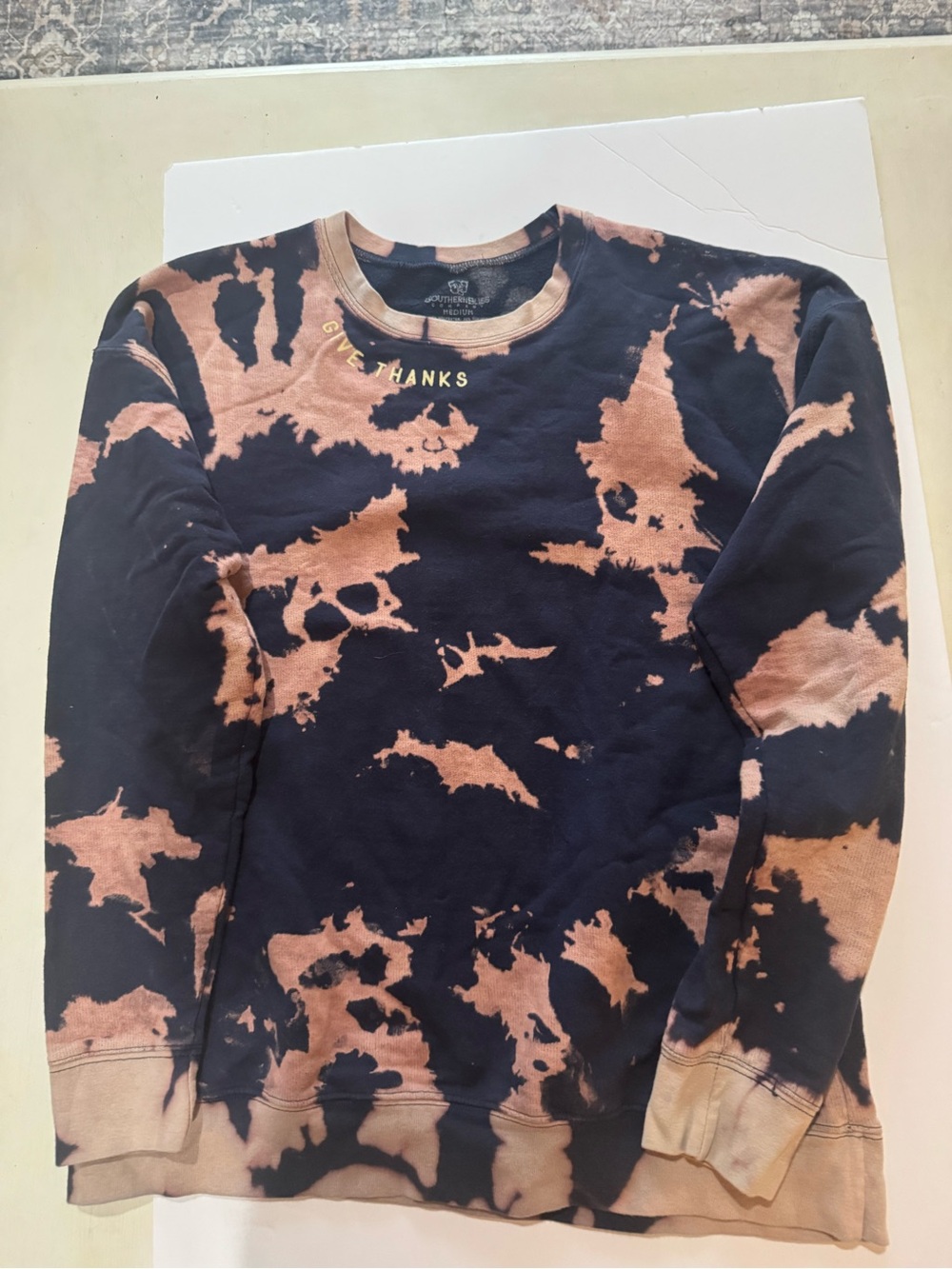 Bleached navy and rose- Tan Tie-Dye Crewneck Sweatshirt